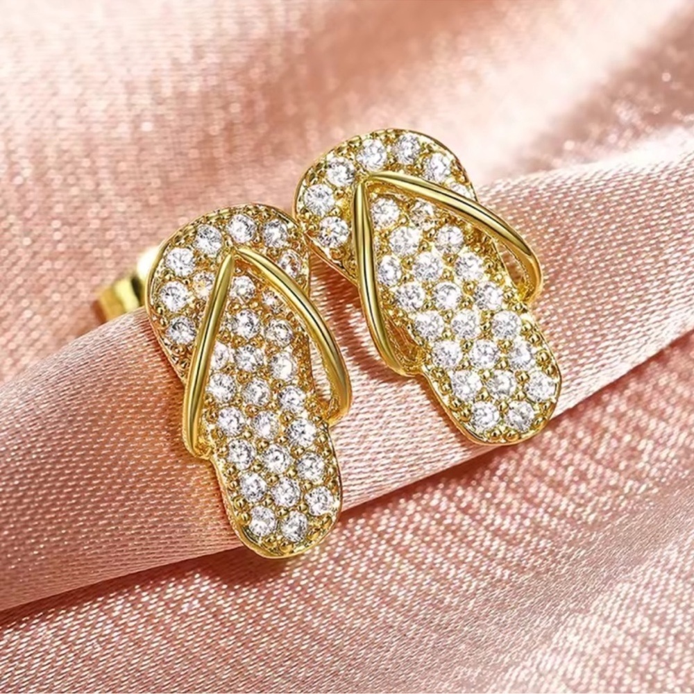Sandals Gold Crystal Earrings